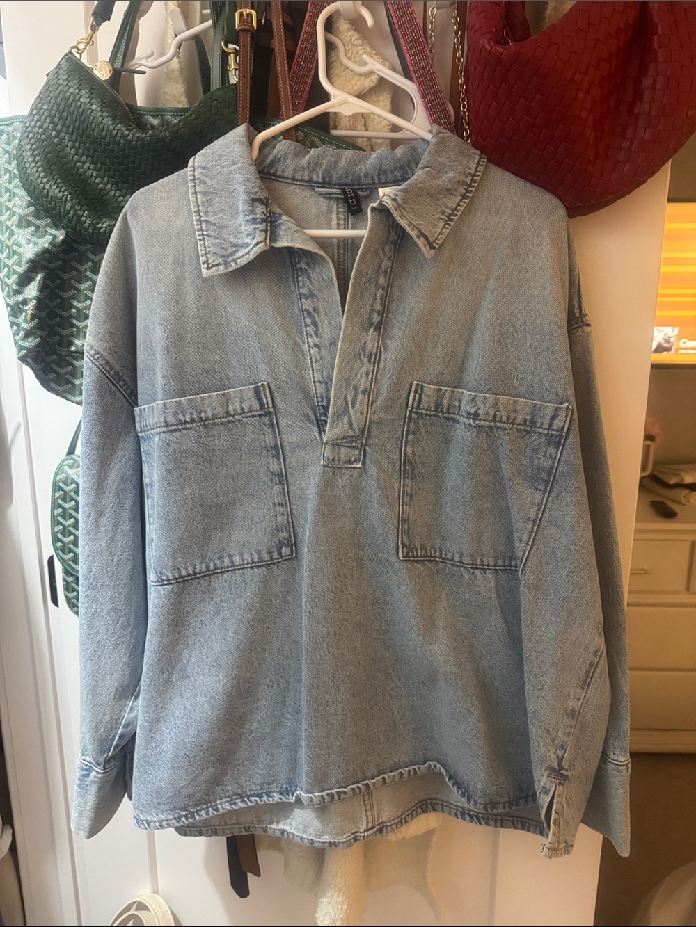 Light Blue Denim Pullover Shirt Worn Once